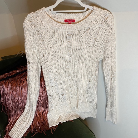 Guess | Distressed Cream Sweater - Picture 2 of 5